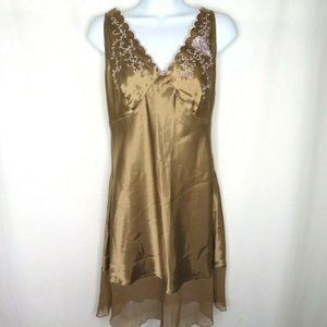 Vintage Inner Most Sears Knee Length Nightgown Embroidery Chiffon Accordion Hem